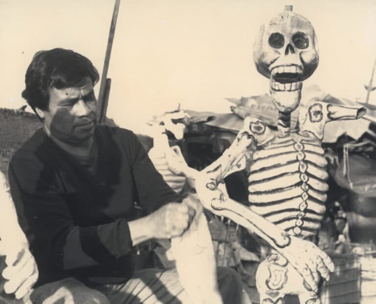 Artist working on a sculpture